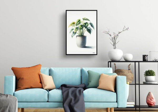 watercolour realist home plants golden pothosepipremnum aureum living room 1