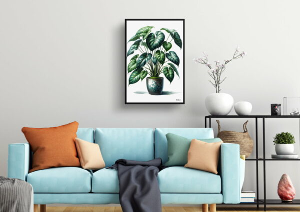 watercolour realist home plants heartleaf philodendronphilodendron hederaceum living room 1