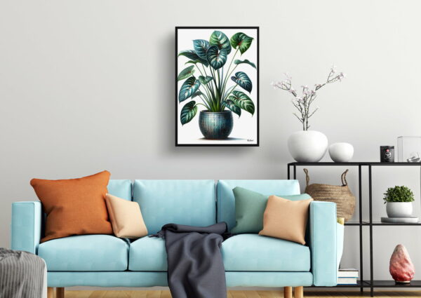 watercolour realist home plants homalomena army living room 1