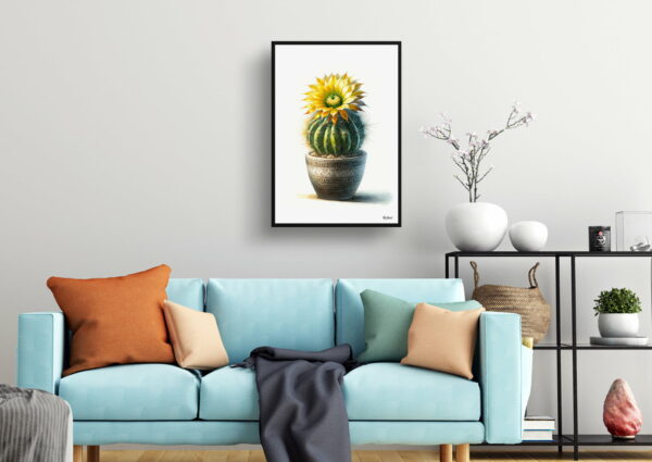 watercolour realist home plants indian head cactusparodia cactus living room 1