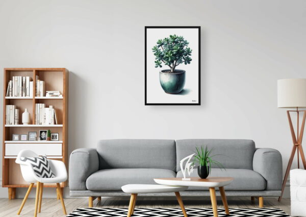 watercolour realist home plants jade plantcrassula ovata office 1