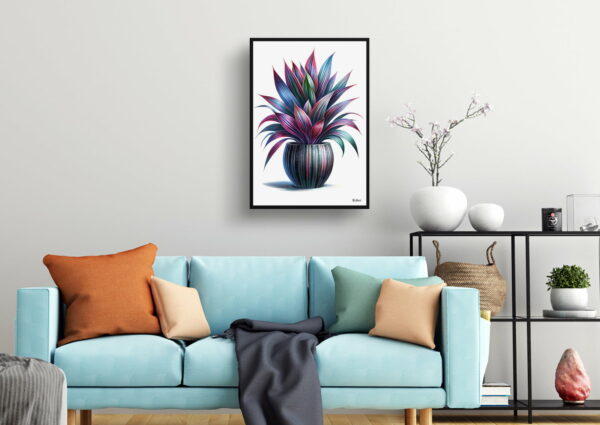 watercolour realist home plants oyster planttradescantia spathacea living room 1