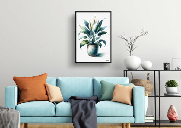 watercolour realist home plants peace lilyspathiphyllum wallisii living room 1