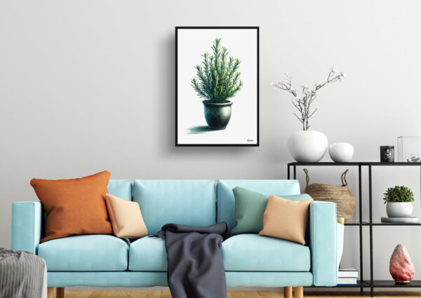 watercolour realist home plants rosemarysalvia rosmarinus living room 1