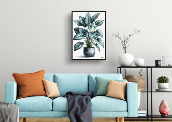 watercolour realist home plants silver leaf philodendronphilodendron brandtianum living room 1