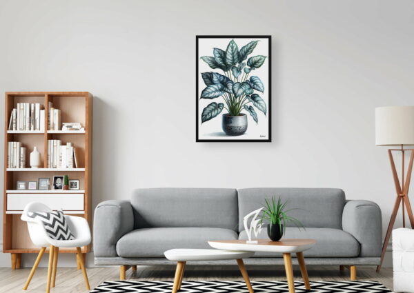 watercolour realist home plants silver leaf philodendronphilodendron brandtianum office 1