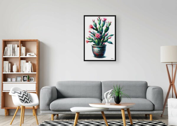 watercolour realist home plants thanksgiving cactusschlumbergera truncata office 1