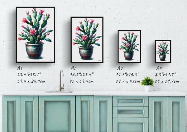 watercolour realist home plants thanksgiving cactusschlumbergera truncata print size comparison 1